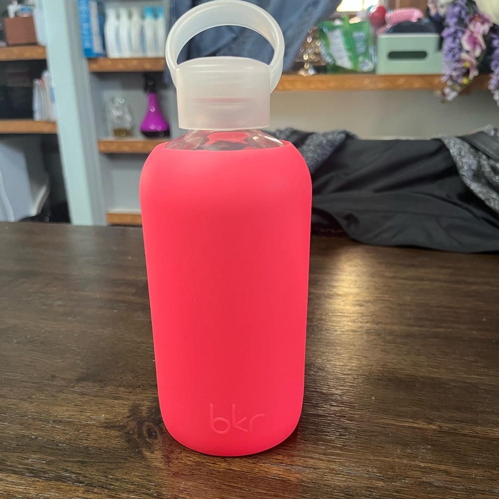 bkr Neon Pink Glass Water Bottle